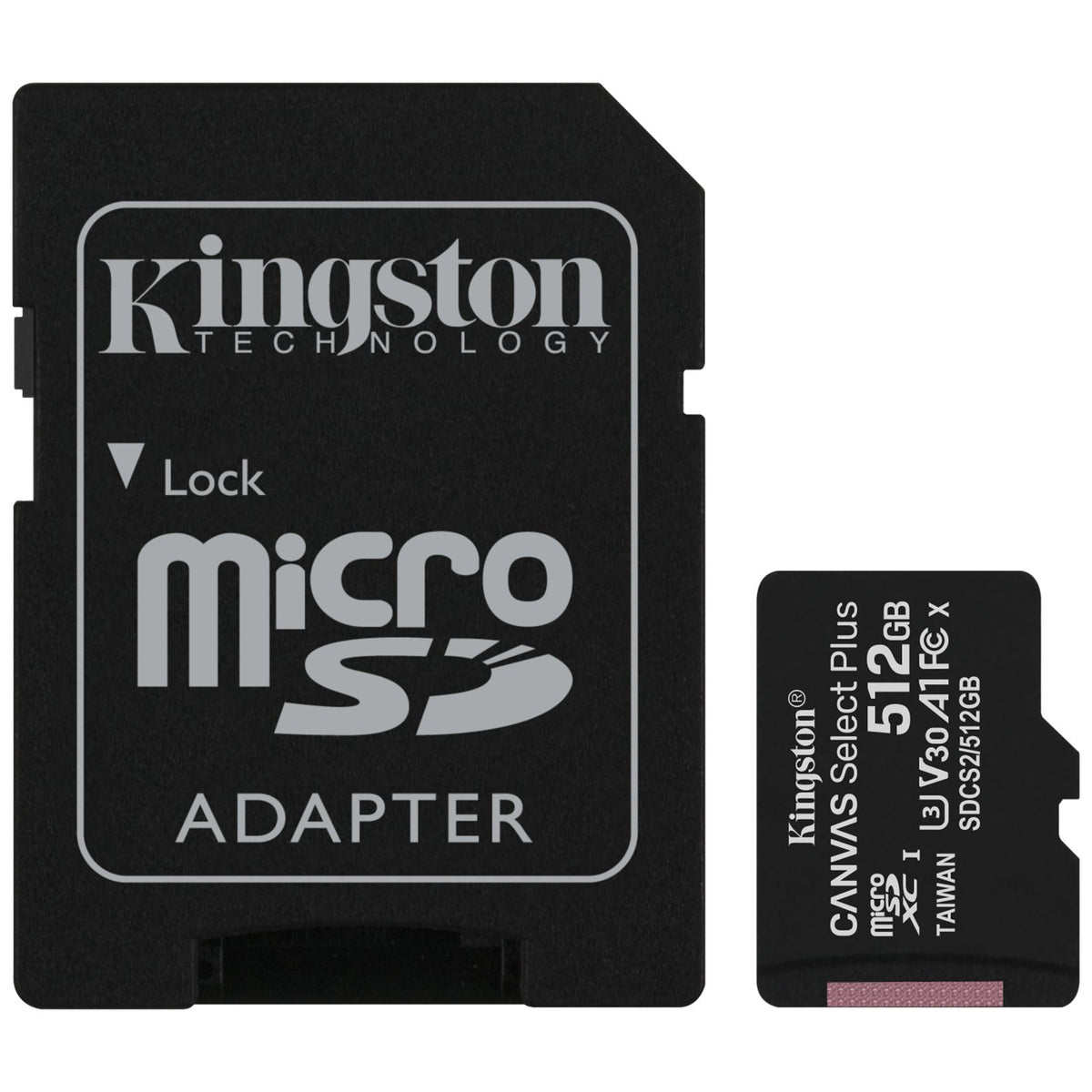 Card Memorie microSDXC Kingston Canvas Select Plus Android A1, 512Gb, Clasa 10 / UHS-1 U3, Cu Adaptor SDCS2/512GB