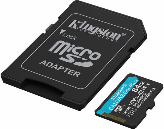 Card Memorie microSDXC Kingston Canvas Go Plus Android A2, 64Gb, Clasa 10 / UHS-1 U3, Cu Adaptor SDCG4/64GB