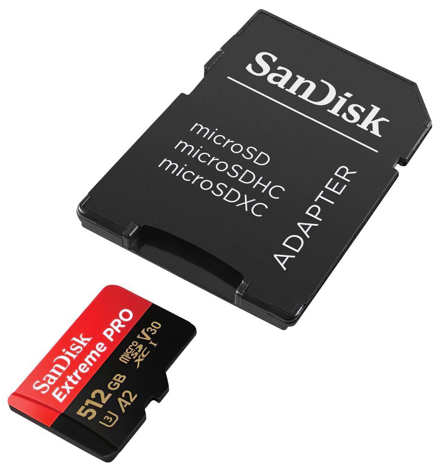 Card Memorie microSDXC SanDisk Extreme Pro, 512Gb, Clasa 10 / UHS-1 U3, Cu Adaptor SDSQXCD-512G-GN6MA