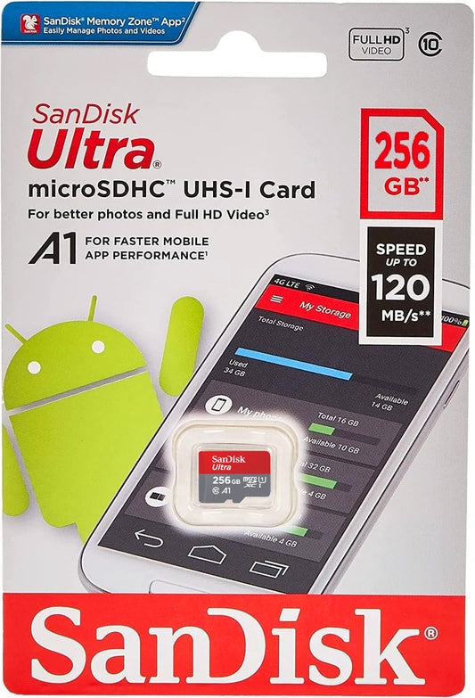 Card Memorie microSDXC SanDisk Ultra Android A1, 256Gb, Clasa 10 / UHS-1 U1 SDSQUAC-256G-GN6MN