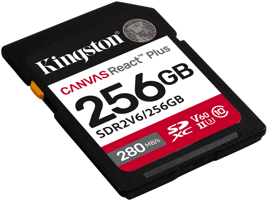 Card Memorie SDXC Kingston Canvas React Plus, 256Gb, Clasa 10 / UHS-2 U3 SDR2V6/256GB