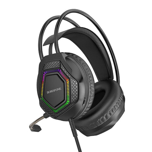 Casti Gaming 3.5mm Borofone BO105 Thunder, RGB, 2m, Negre