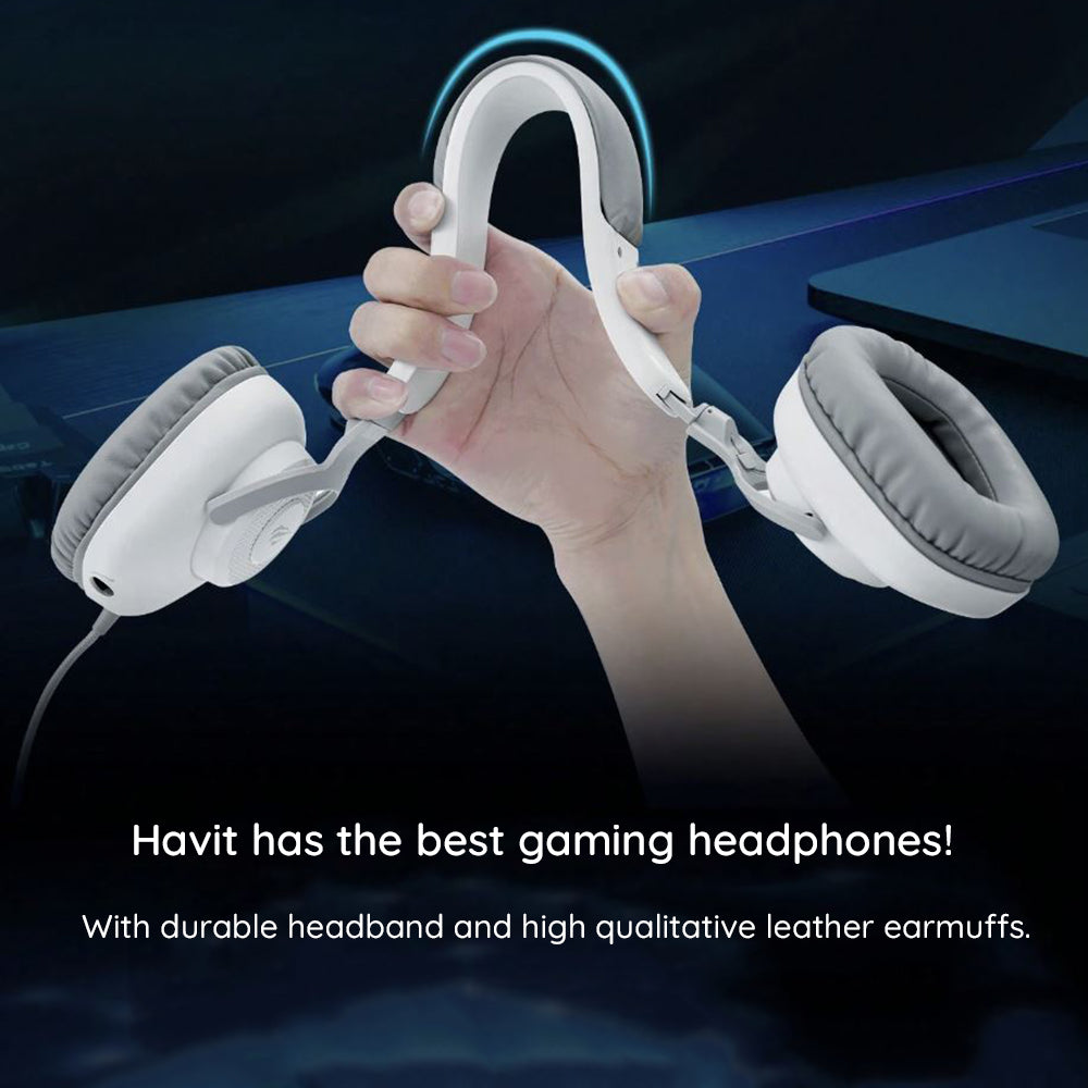 Casti Gaming USB HAVIT H2230U, 1.8m, Albe