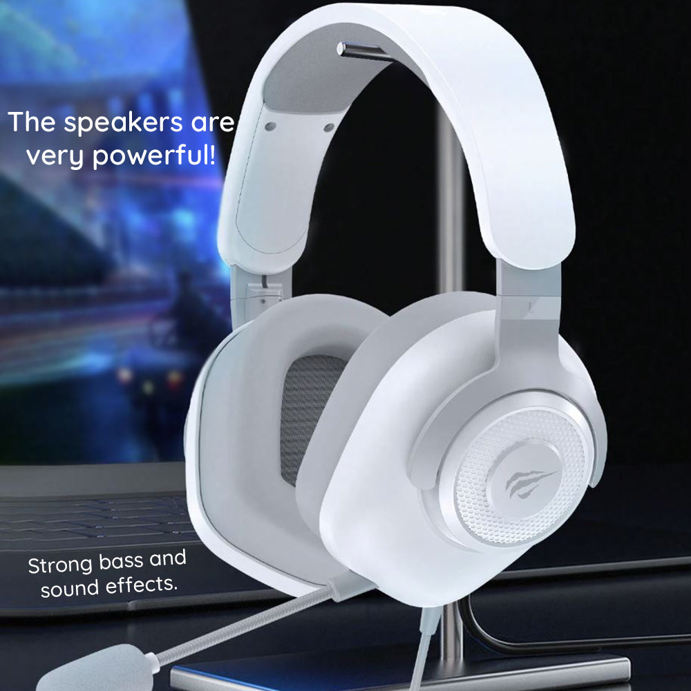 Casti Gaming USB HAVIT H2230U, 1.8m, Albe