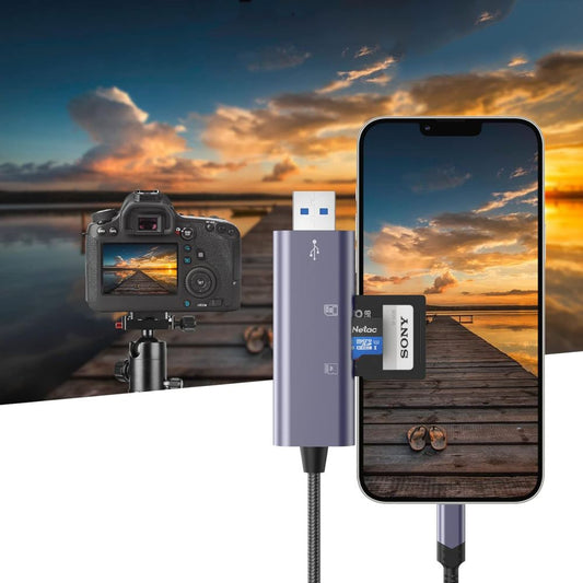 Cititor Card USB / Lightning Tech-Protect Ultraboost, SD - microSD, Gri