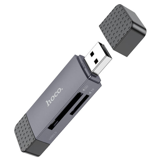 Cititor Card USB 3.0 / USB-C HOCO HB45, SD - microSD, Gri