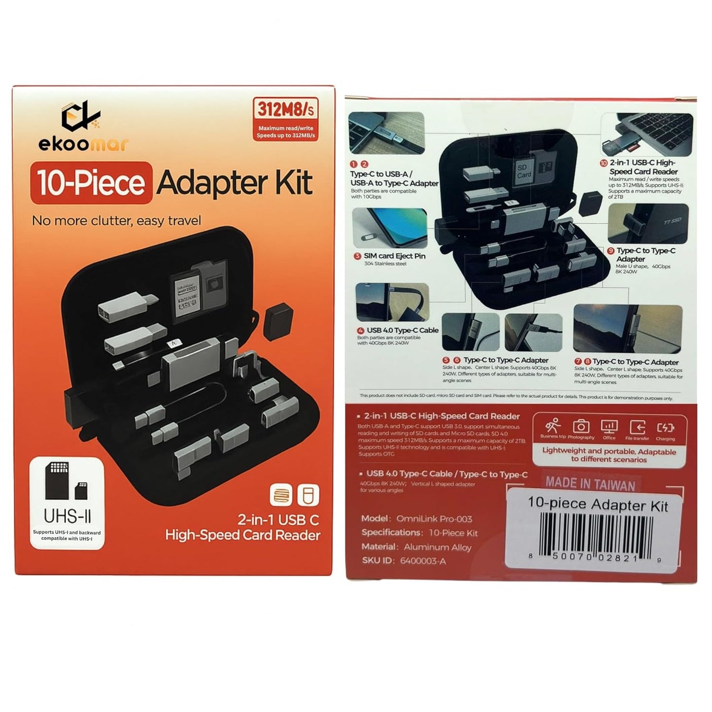 Cititor Card USB / USB-C OEM OmniLink Pro-003 Travel, 10in1, Gri