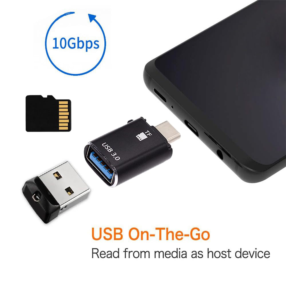 Cititor Card USB-C Techsuit AluVoltX, USB-A (OTG) - microSD, Negru