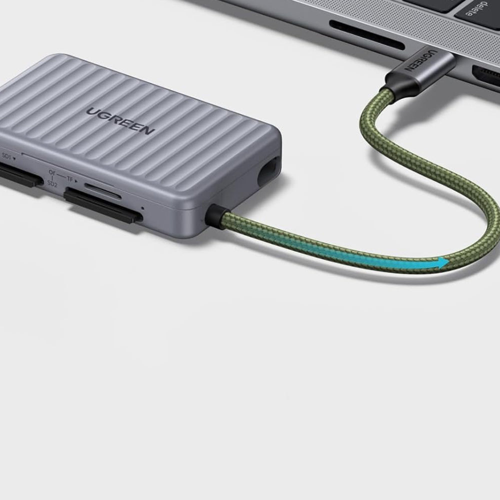 Cititor Card USB-C cu Organizator UGREEN 55886, 2 x SD - microSD, Gri
