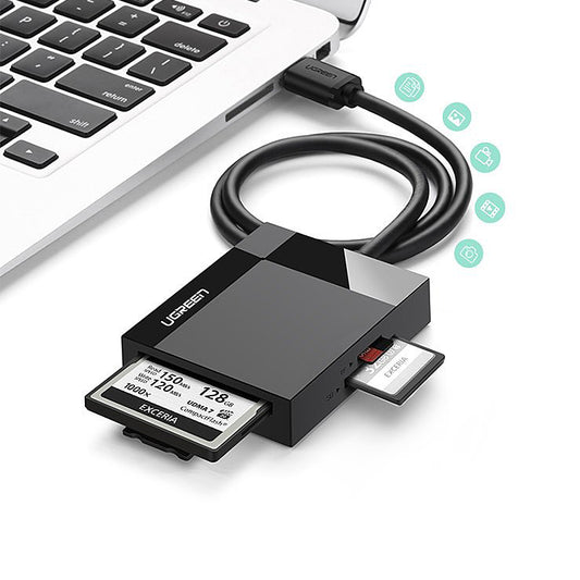 Cititor Card USB 3.0 UGREEN CR125, SD - microSD - CF - MS, Negru