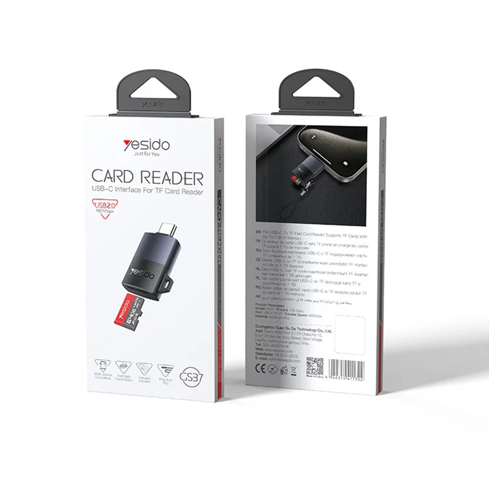 Cititor Card USB-C Yesido GS37, microSD, Negru