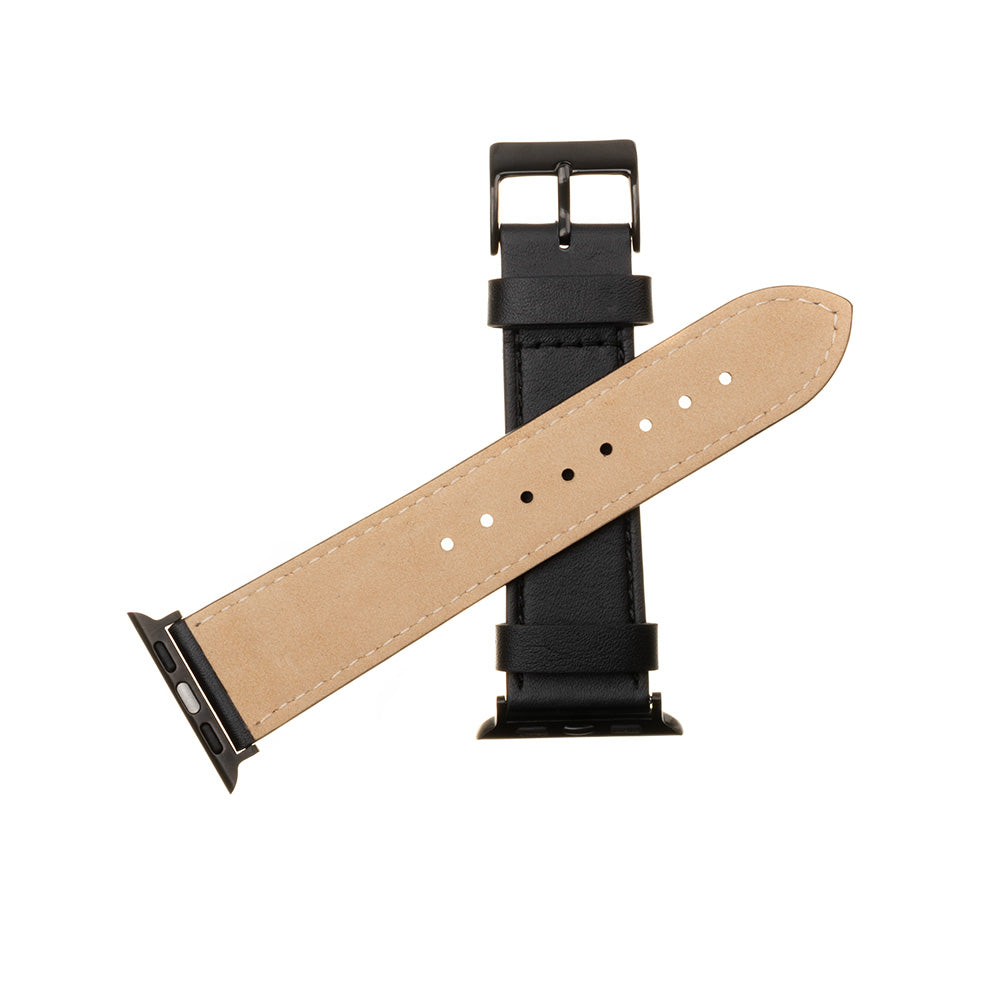 Curea Fixed Leather pentru Apple Watch 42mm / 41mm / 40mm / 38mm Series, Neagra
