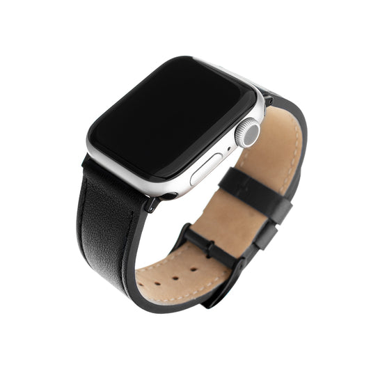 Curea Fixed Leather pentru Apple Watch 49mm / 46mm / 45mm / 44mm / 42mm Series, Neagra
