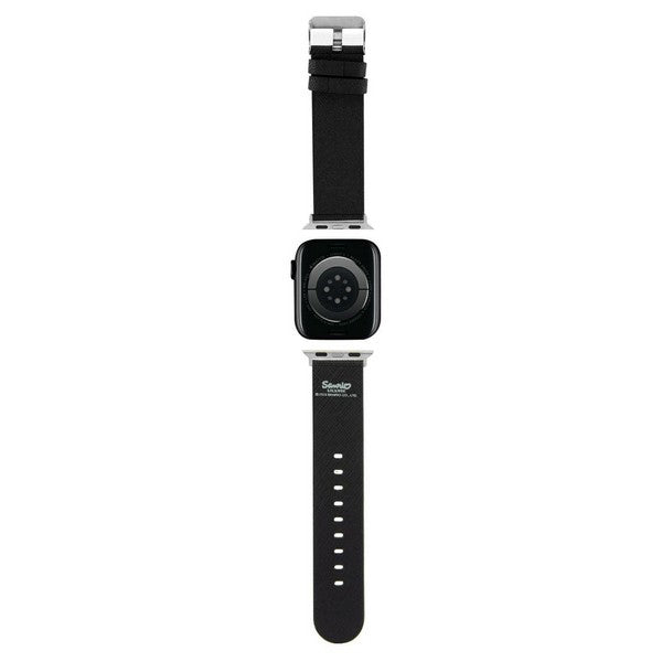 Curea Hello Kitty Leather Kitty & Bows pentru Apple Watch 42mm / 41mm / 40mm / 38mm Series, Neagra