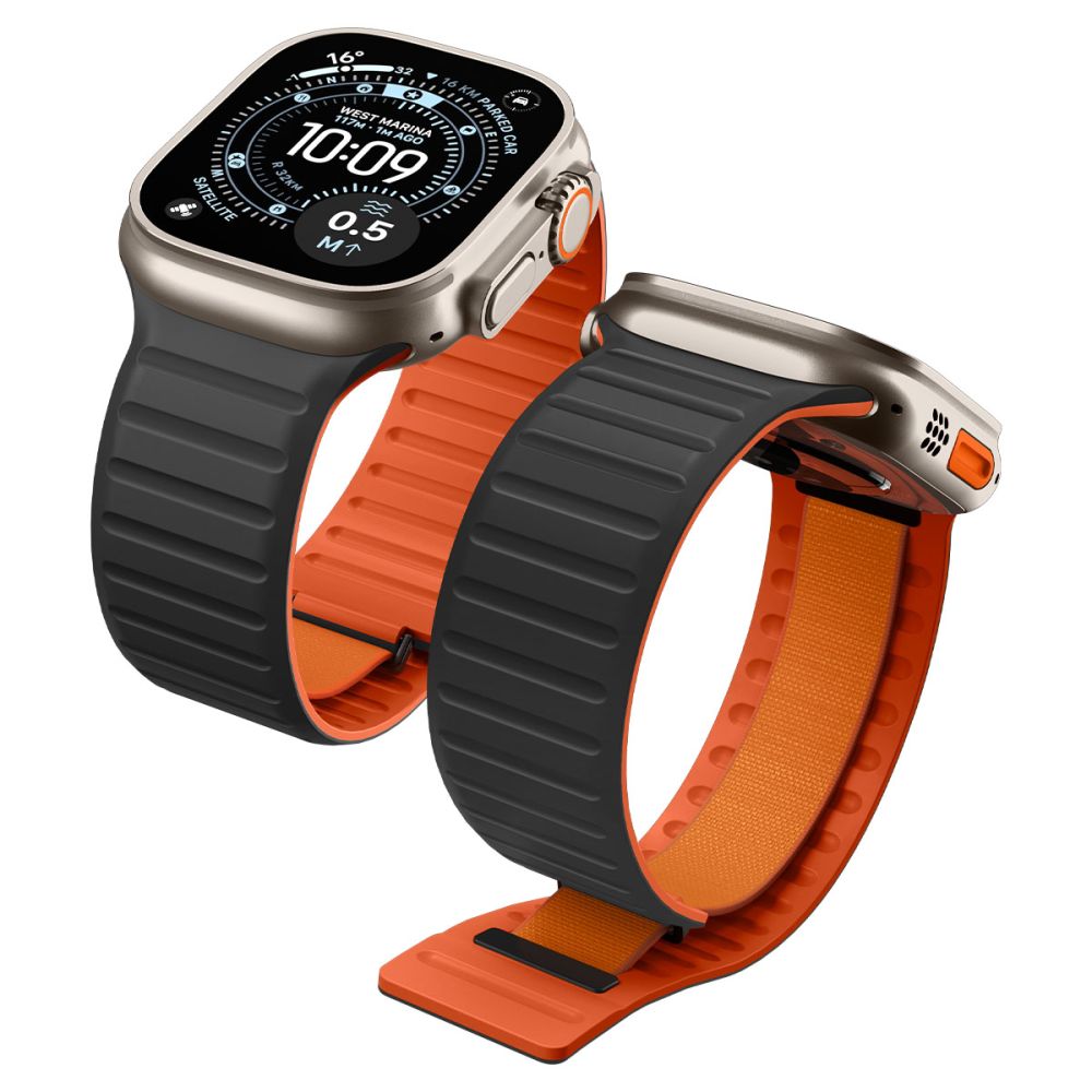 Curea Spigen Athlex Air M pentru Apple Watch 49mm / 46mm / 45mm / 44mm Series, Neagra Portocalie AMP11534