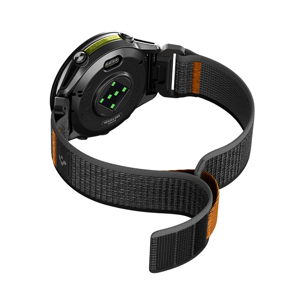 Curea Spigen Athlex Air pentru Garmin Watch Fenix / Forerunner / Approach Series, 22mm, Neagra Portocalie AMP11426