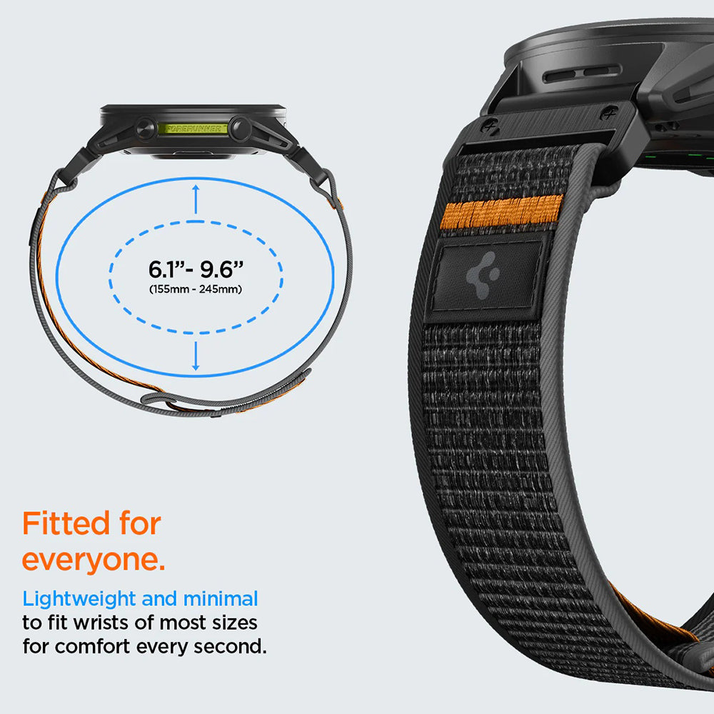 Curea Spigen Athlex Air pentru Garmin Watch Fenix / Forerunner / Approach Series, 22mm, Neagra Portocalie AMP11426