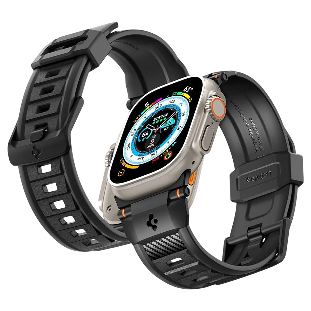 Curea Spigen Rugged pentru Apple Watch 49mm / 46mm / 45mm / 44mm Series, Neagra AMP07105
