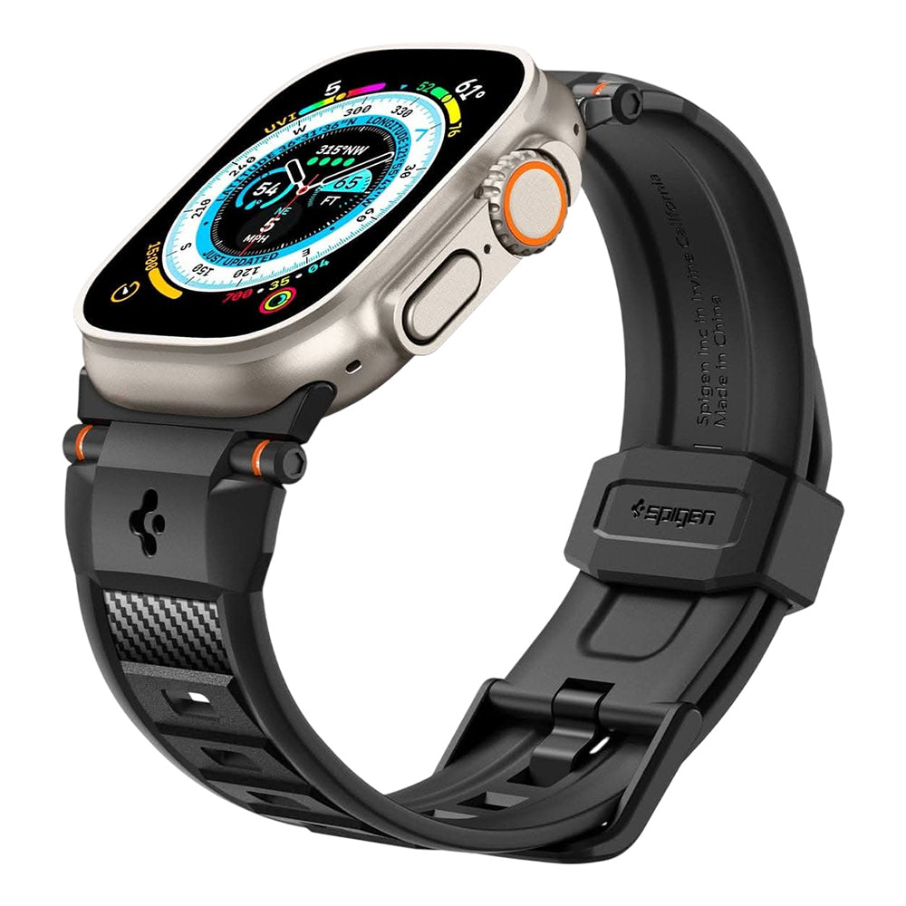 Curea Spigen Rugged pentru Apple Watch 49mm / 46mm / 45mm / 44mm Series, Neagra AMP07105
