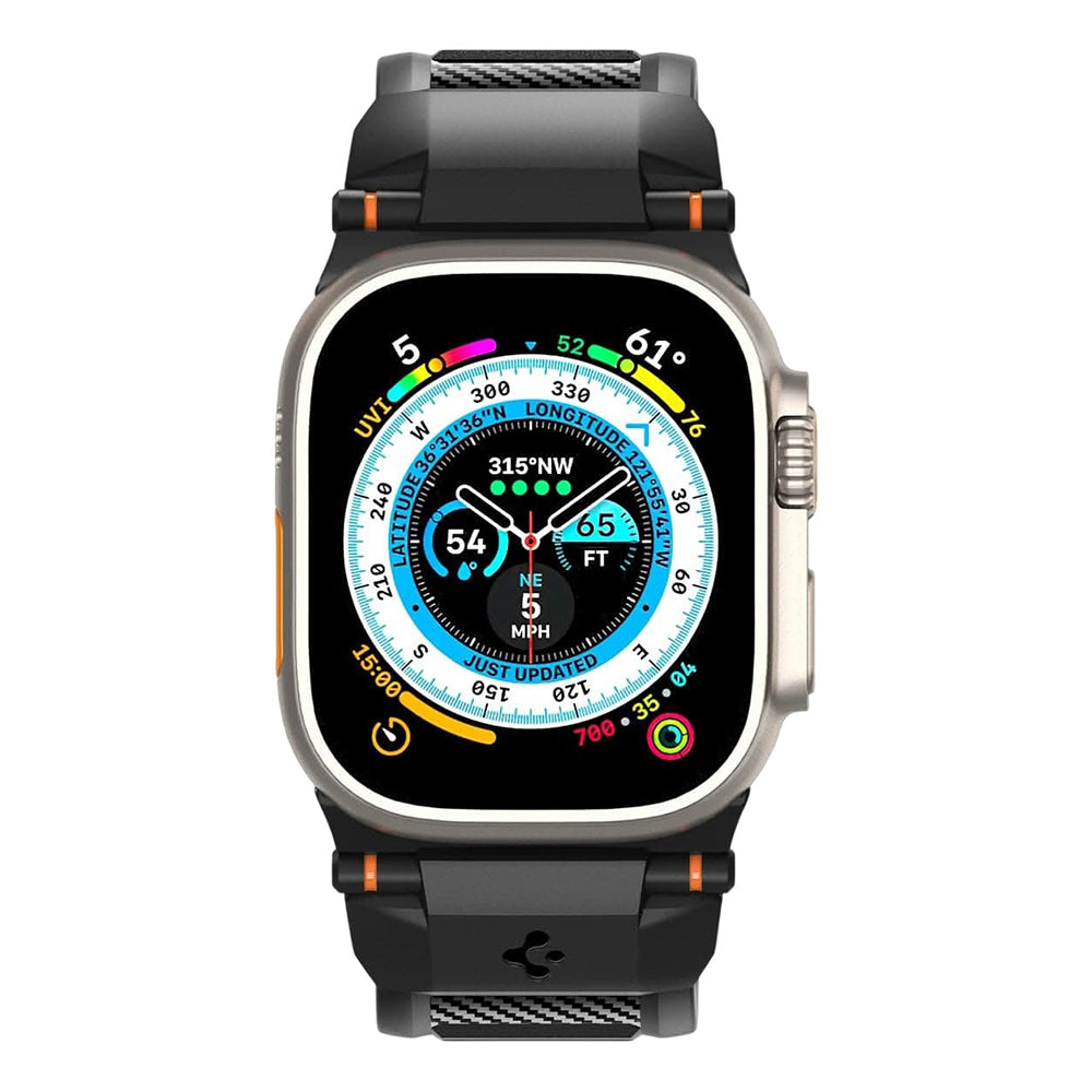 Curea Spigen Rugged pentru Apple Watch 49mm / 46mm / 45mm / 44mm Series, Neagra AMP07105