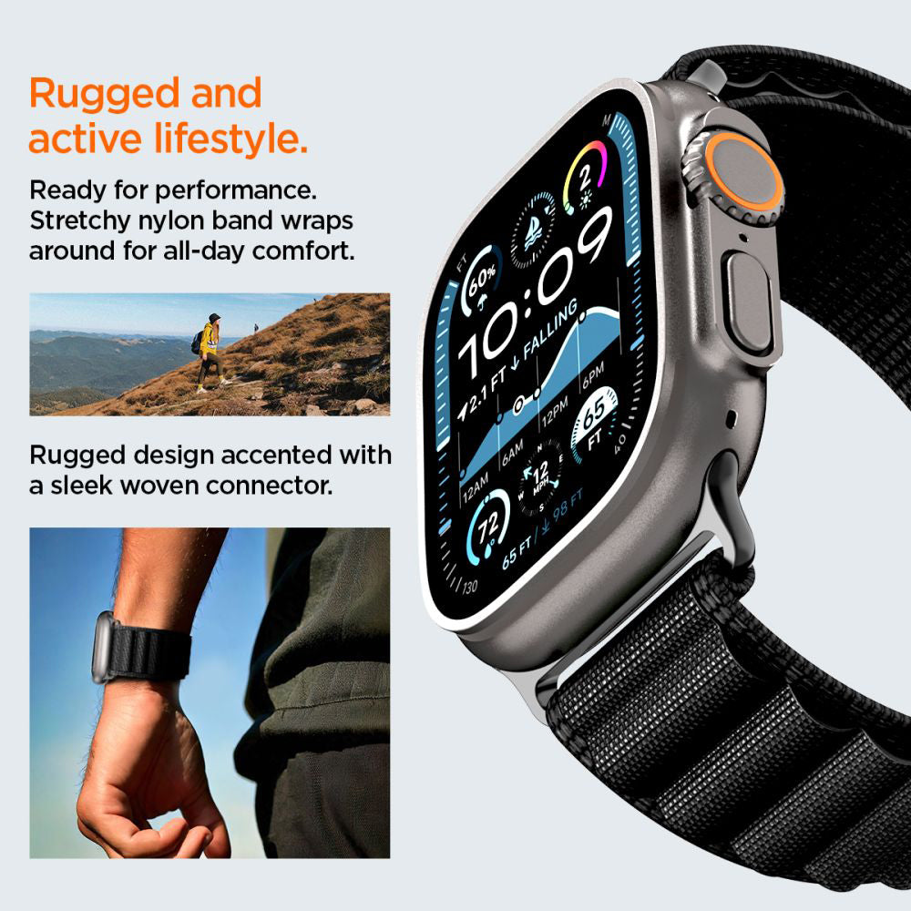 Curea Spigen WBF1 pentru Apple Watch 49mm / 46mm / 45mm / 44mm Series, Neagra AMP10144