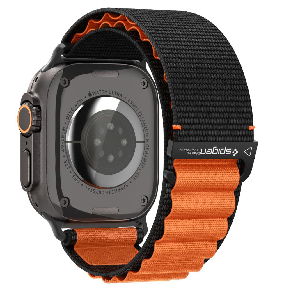 Curea Spigen WBF1 pentru Apple Watch 49mm / 46mm / 45mm / 44mm Series, Neagra Portocalie AMP10145