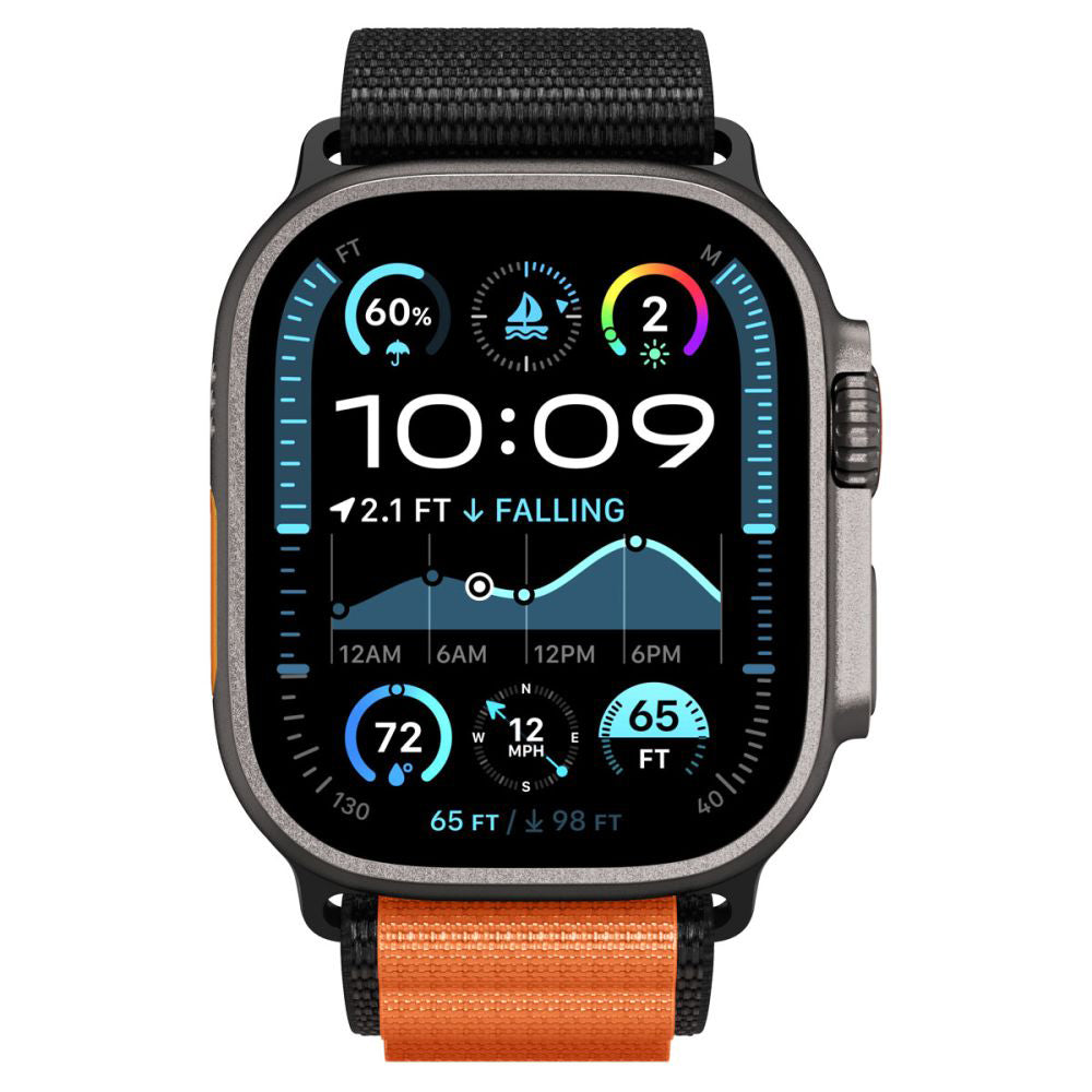 Curea Spigen WBF1 pentru Apple Watch 49mm / 46mm / 45mm / 44mm Series, Neagra Portocalie AMP10145