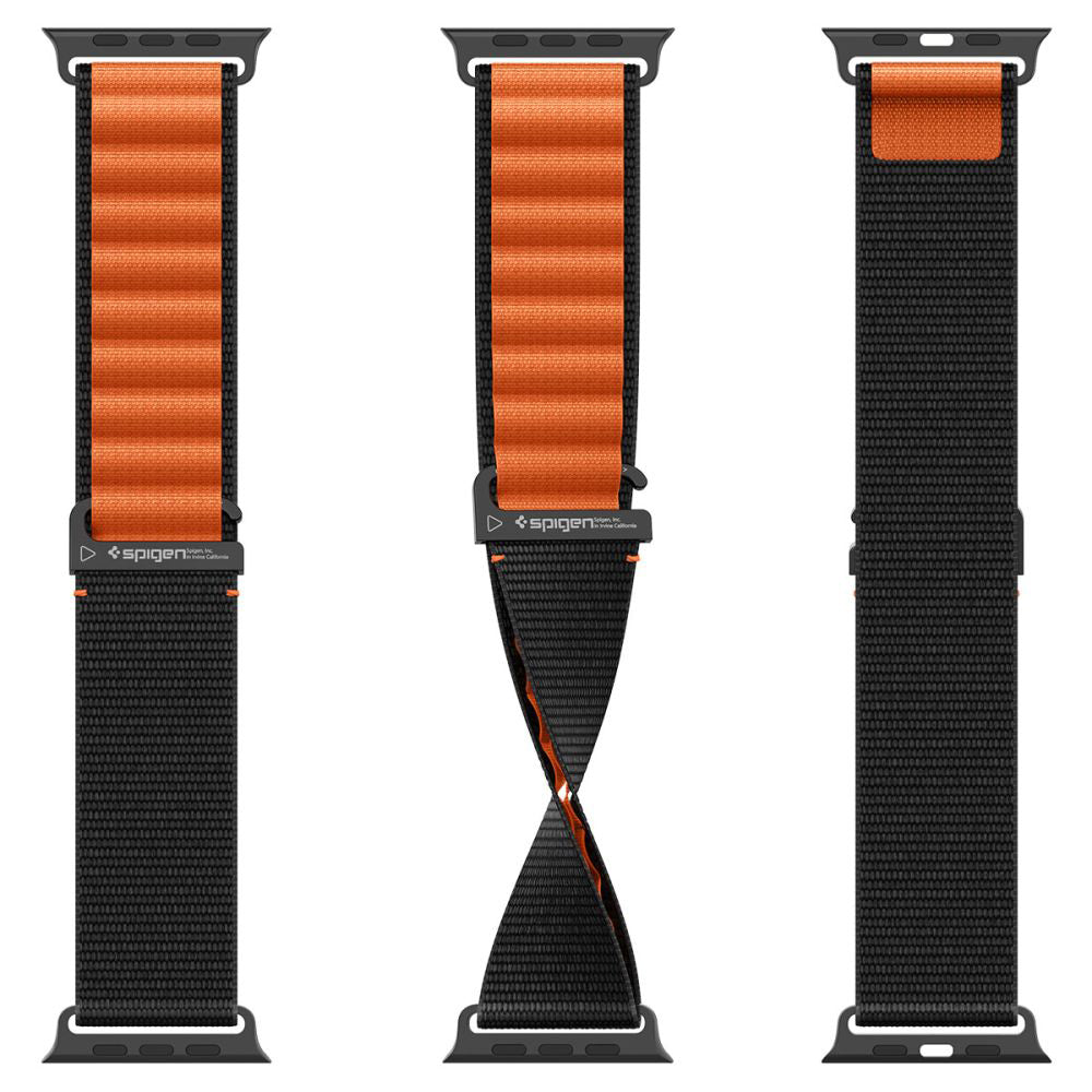 Curea Spigen WBF1 pentru Apple Watch 49mm / 46mm / 45mm / 44mm Series, Neagra Portocalie AMP10145