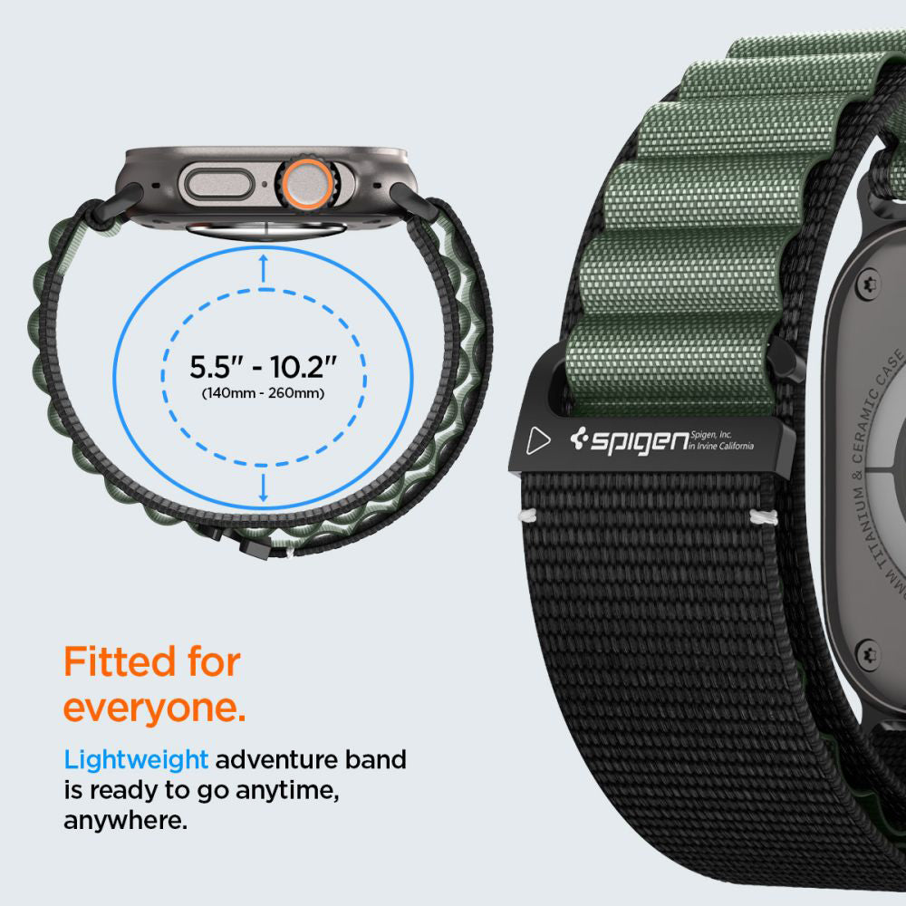 Curea Spigen WBF1 pentru Apple Watch 49mm / 46mm / 45mm / 44mm Series, Neagra Verde AMP10223