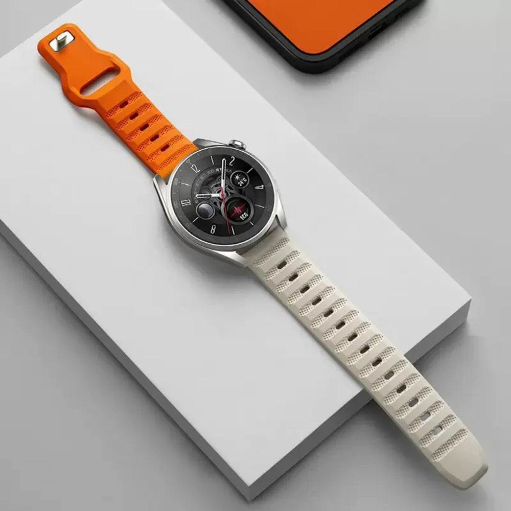 Curea Techsuit W050 pentru Samsung Galaxy Watch / Huawei Watch Series, Portocalie Bej