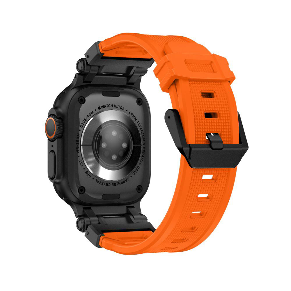 Curea Techsuit W064 pentru Apple Watch 49mm / 46mm / 45mm / 44mm / 42mm Series, Neagra Portocalie