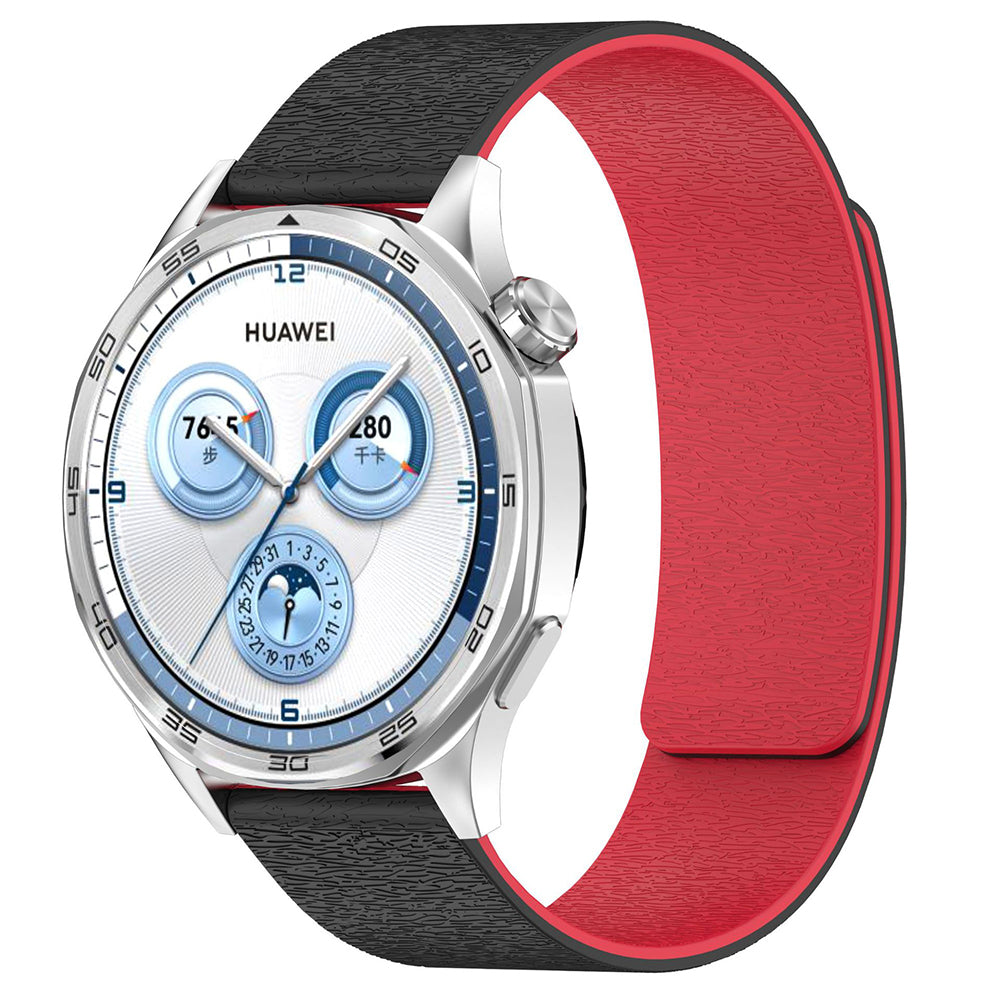 Curea Techsuit W074 pentru Samsung Galaxy Watch / Huawei Watch Series, 22mm, Neagra Rosie