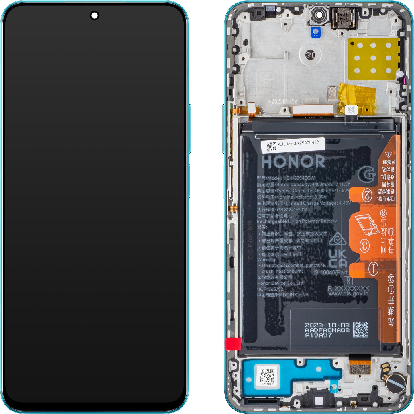 Display cu Touchscreen Honor 90 Lite, cu Rama si Acumulator, Albastru (Cyan Lake), Service Pack 0235AEUJ