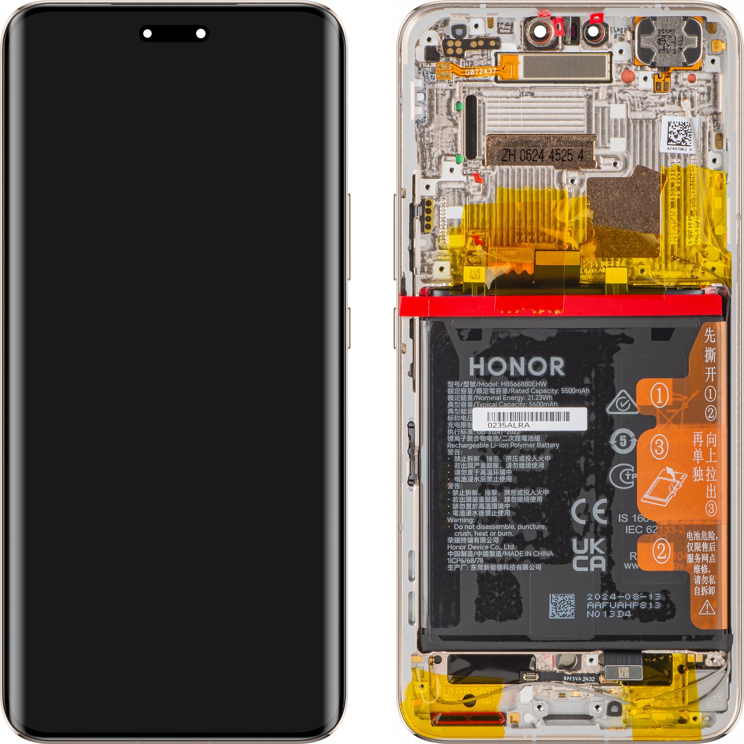 Display cu Touchscreen Honor Magic6 Pro, cu Rama si Acumulator, Auriu, Service Pack 0235ALRA