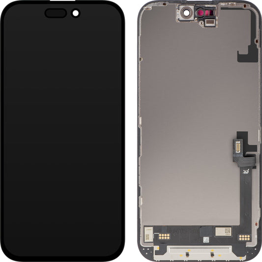 Display cu Touchscreen JK pentru Apple iPhone 16, cu Rama, Versiune LCD In-Cell IC Movable, Negru