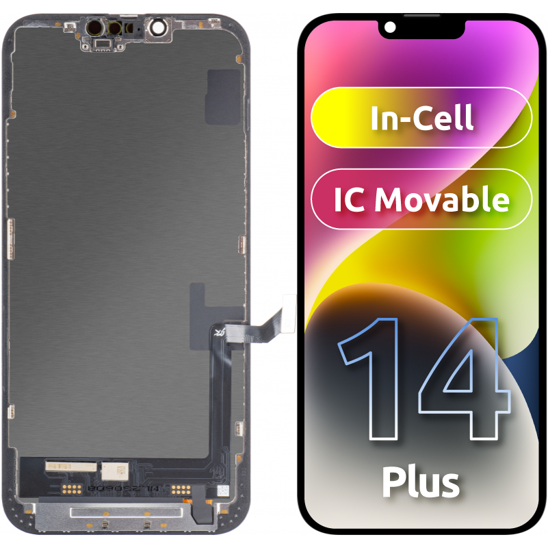Display cu Touchscreen JK pentru Apple iPhone 14 Plus, cu Rama, Versiune LCD In-Cell, Negru