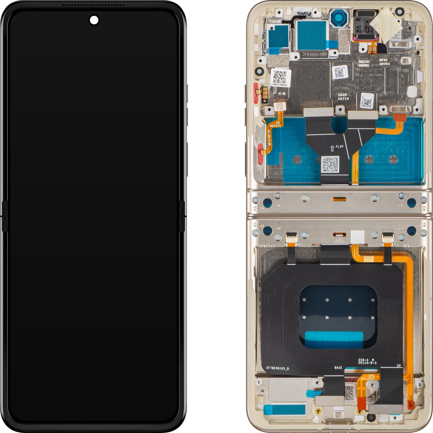 Display cu Touchscreen Motorola Razr 2024 / Razr 50, cu Rama, Sub Inner, Crem (Pumice Stone), Service Pack 5D68C24807