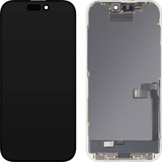 Display cu Touchscreen MP compatibil cu Apple iPhone 16 Pro, cu Rama, Versiune OLED FHD IC Movable, Negru