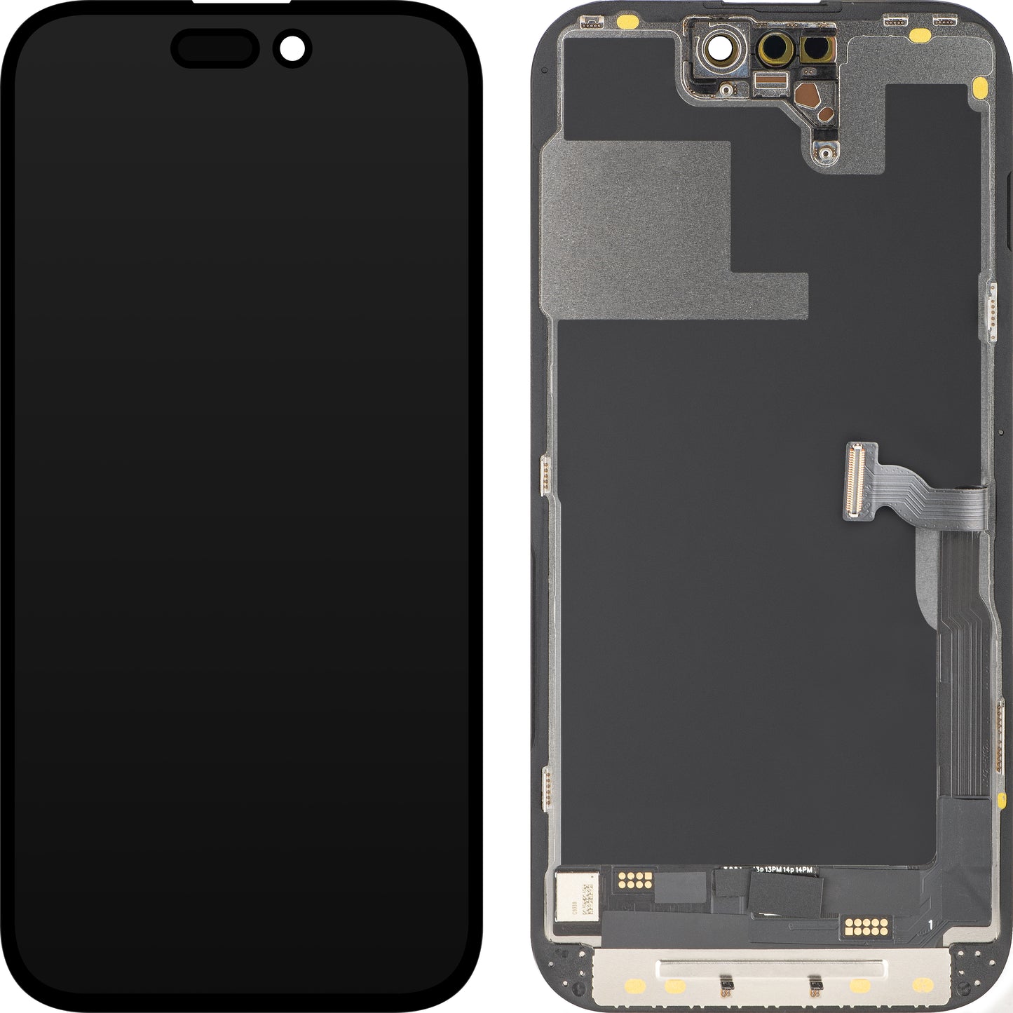 Display cu Touchscreen MP compatibil cu Apple iPhone 14 Pro, cu Rama, Versiune OLED FHD Diagnostic, Negru