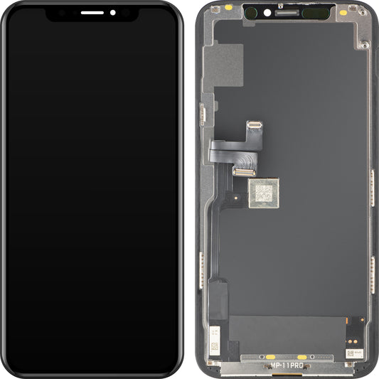 Display cu Touchscreen MP compatibil cu Apple iPhone 11 Pro, cu Rama, Versiune OLED FHD IC Movable, Negru