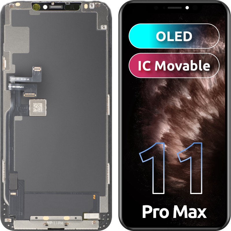 Display cu Touchscreen MP compatibil cu Apple iPhone 11 Pro Max, cu Rama, Versiune OLED FHD IC Movable, Negru, Resigilat