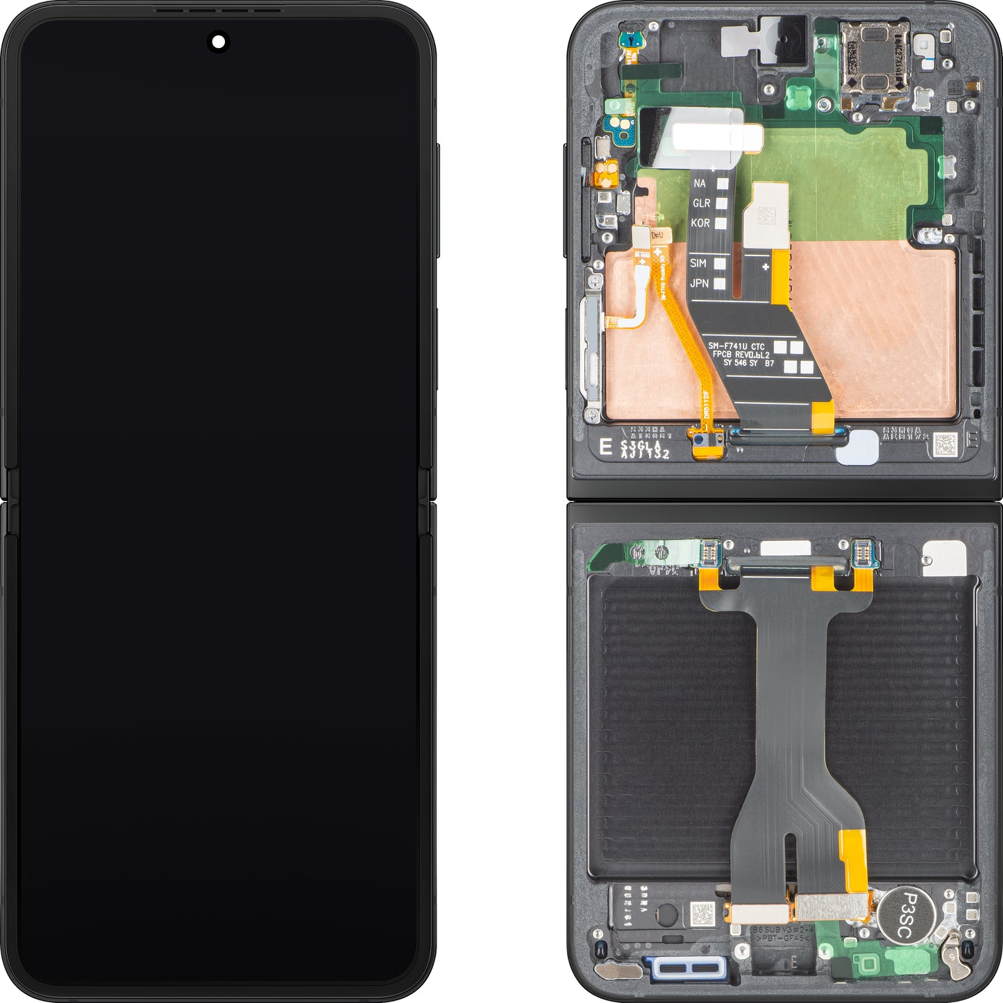 Display cu Touchscreen Samsung Galaxy Z Flip6 F741, cu Rama, Sub Inner, Negru (Crafted Black), Service Pack GH82-35014E