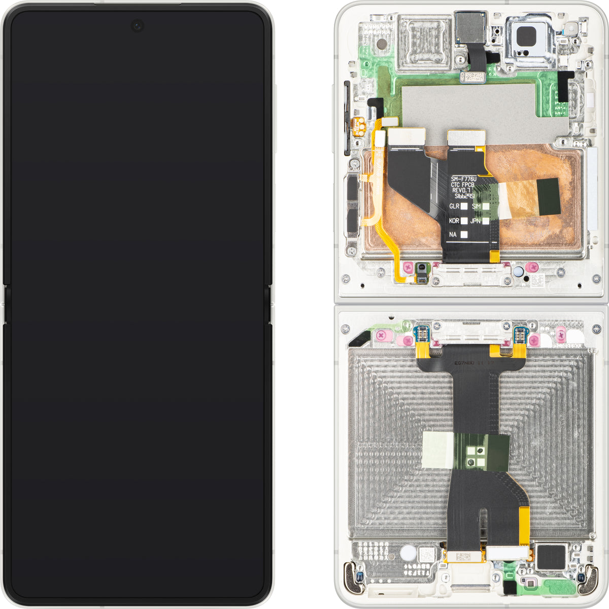 Display cu Touchscreen Samsung Galaxy Z Flip8 F776, cu Rama, Sub Inner, Alb (Cream), Service Pack GH82-39754B