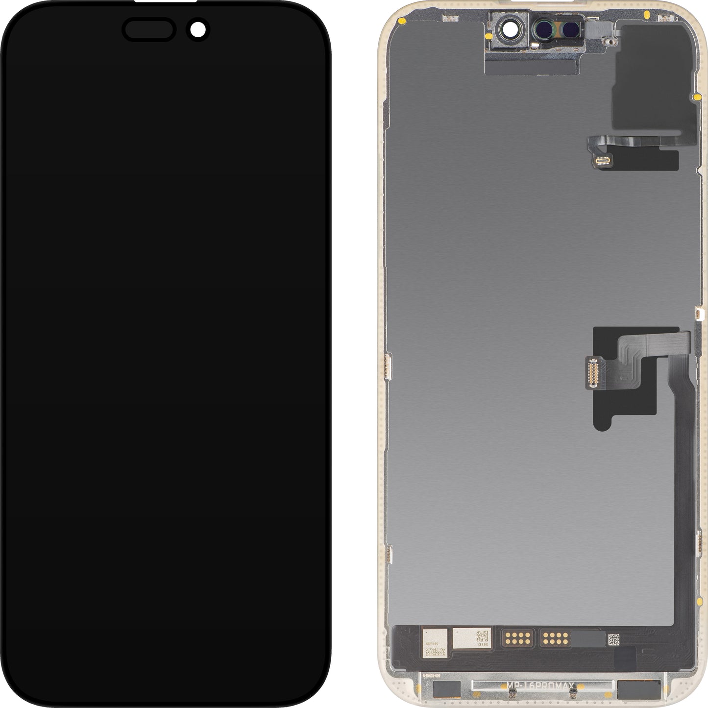 Display cu Touchscreen si Senzor Proximitate MP compatibil cu Apple iPhone 16 Pro Max, cu Rama, Versiune Soft OLED FHD 120Hz Diagnostic, Negru