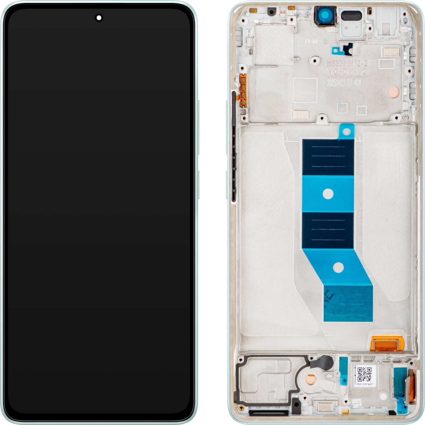 Display cu Touchscreen Xiaomi Redmi Note 14 5G, cu Rama, Verde (Coral Green), Service Pack 56001800O1700