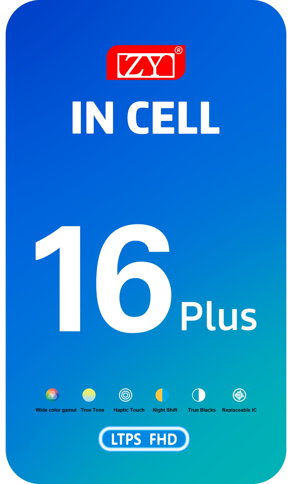Display cu Touchscreen ZY pentru Apple iPhone 16 Plus, cu Rama, Versiune LCD In-Cell IC Movable, Negru