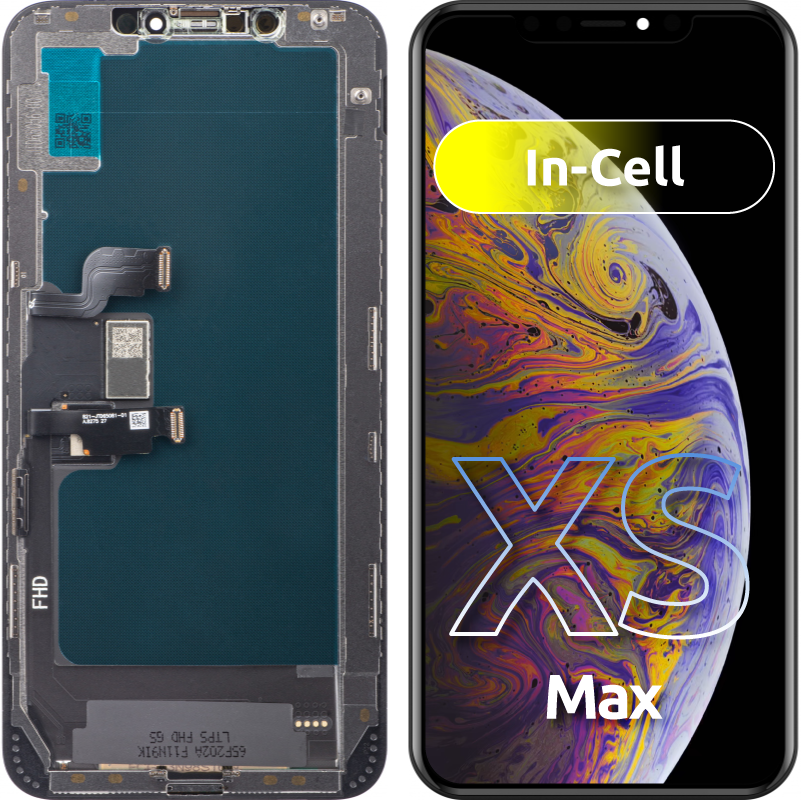 Display cu Touchscreen ZY pentru Apple iPhone XS Max, cu Rama, Versiune LCD In-Cell, Negru