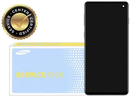 Display cu Touchscreen Samsung Galaxy S10 G973, cu Rama, Argintiu (Prism White), Service Pack GH82-18850B