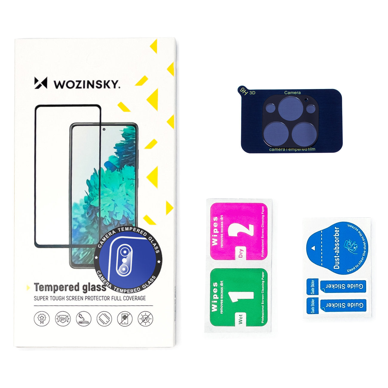 Folie de protectie Camera Spate WZK pentru Apple iPhone 15, Sticla Securizata, Neagra