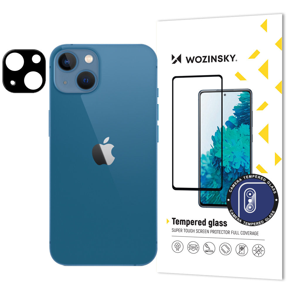 Folie de protectie Camera Spate WZK pentru Apple iPhone 15, Sticla Securizata, Neagra